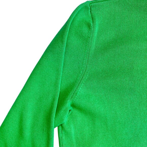 Hampshire Studio Green V-Neck Sweater XL 100% Cotton Monogram Embroidered "S" - Picture 9 of 11